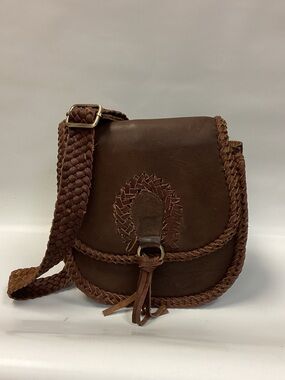 American Darling Brown Braided Leather Crossbody